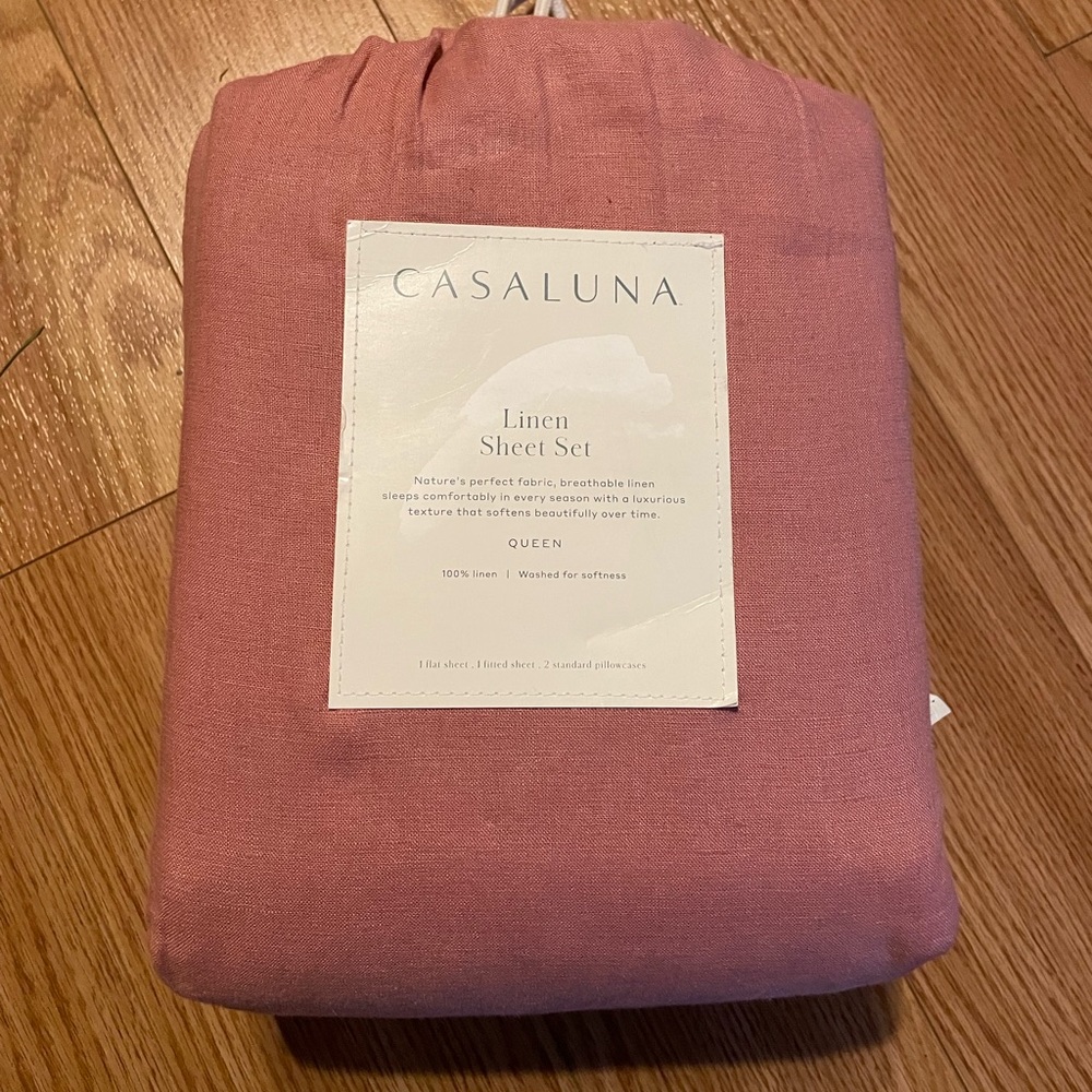Casaluna queen size 100% linen sheet set